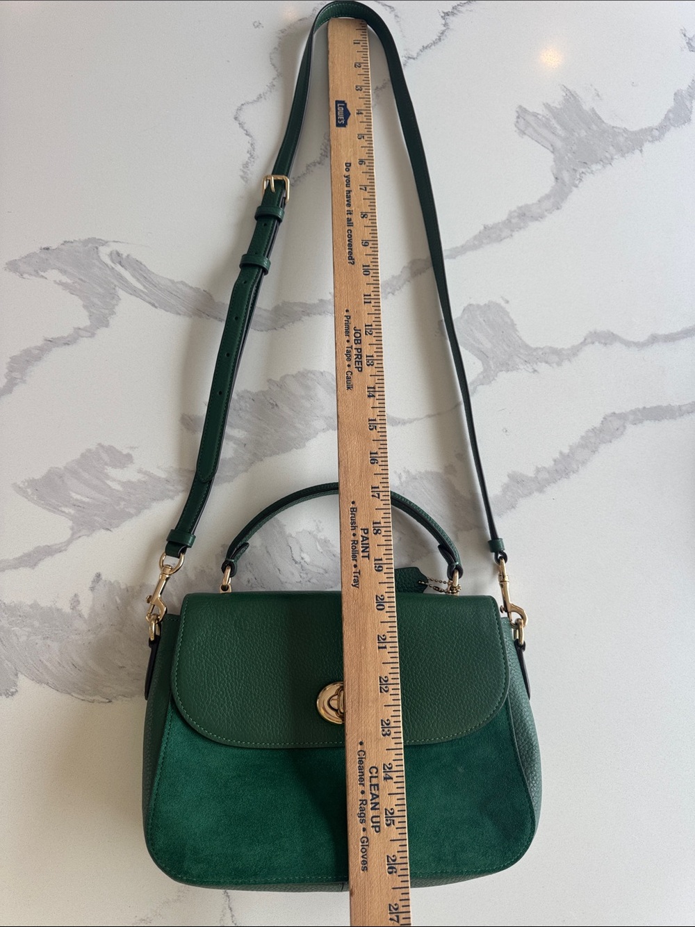 Coach Satchel Forest Green Pebbled Leather & Suede Marlie Top Handle Kelly - Picture 13 of 16